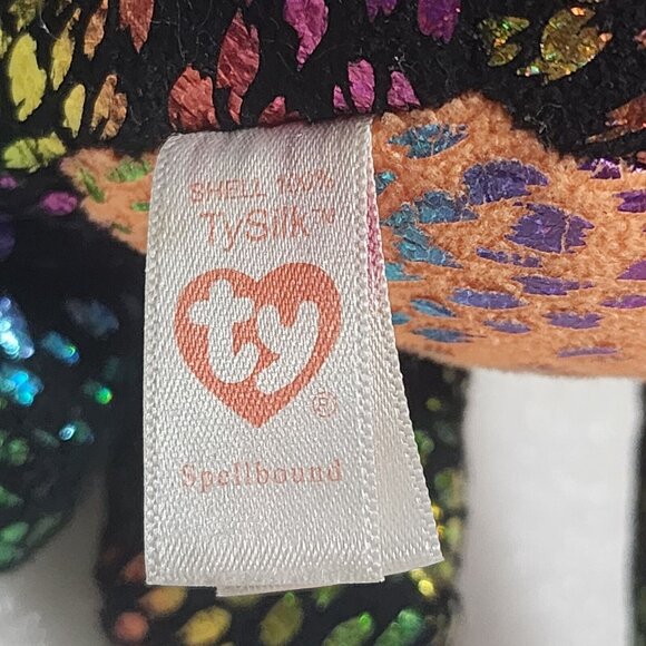 Ty Beanie Boos Buddies SPELLBOUND Rainbow Shiny Cat Halloween Plush TySilk 9" - Picture 5 of 5